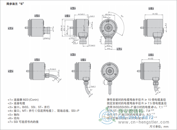 AC58-DeviceNet光電絕對(duì)值編碼器外形及安裝尺寸(同步法蘭S) 德國(guó)hengstler(亨士樂)編碼器