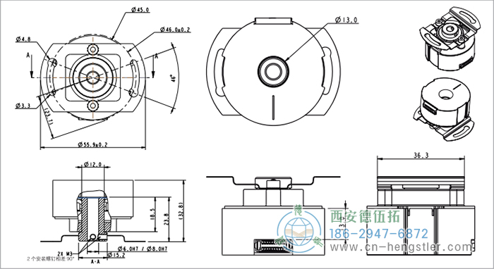 HC18空心軸電機(jī)反饋增量編碼器外形及安裝尺寸(空心軸) 德國hengstler(亨士樂)編碼器