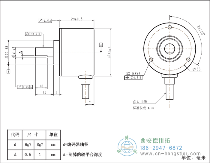 RI41-EO通用光電實心軸增量型編碼器外形及安裝尺寸8-3 德國hengstler(亨士樂)編碼器